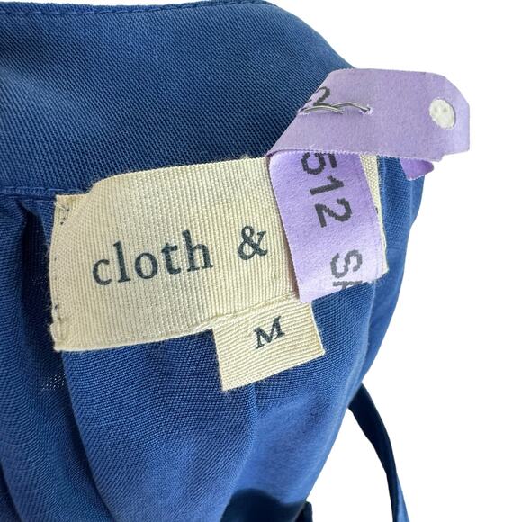 Cloth & Stone Blue Lightweight Halter Sleeveless Lyocell Jumpsuit Pockets Size M - Picture 7 of 9